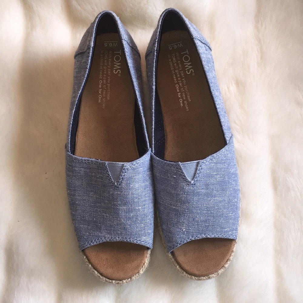 Toms Espadrilles, Chambray 6.5